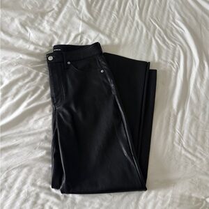 Express Modern Straight Super High Rise Vegan Leather Pants Black 6S Petite